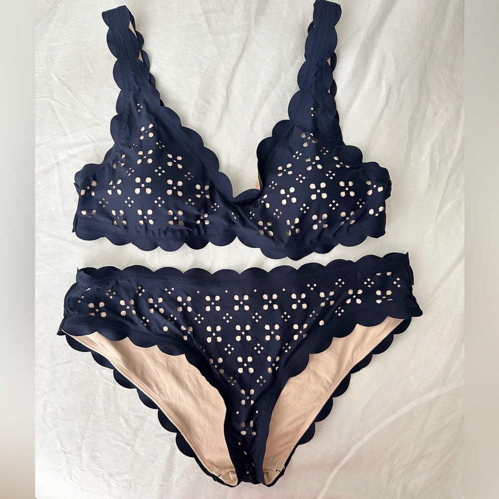 JCrew Scalloped Navy Bikini Set